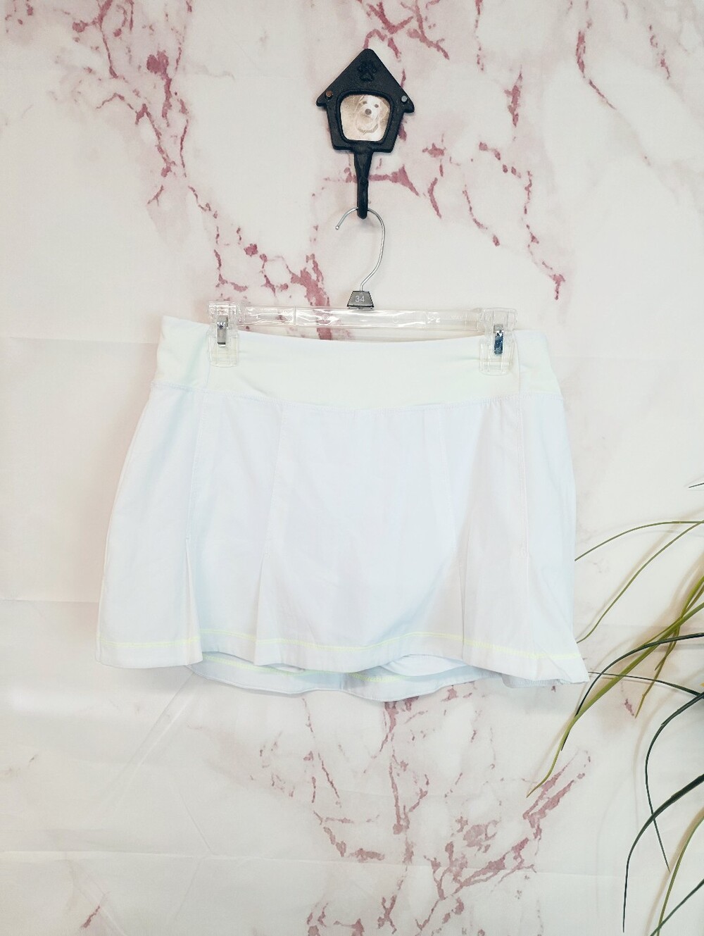Kyodan White Athletic Golf Tennis Skort Neon Yellow Stitching Size Medium M - Picture 3 of 5